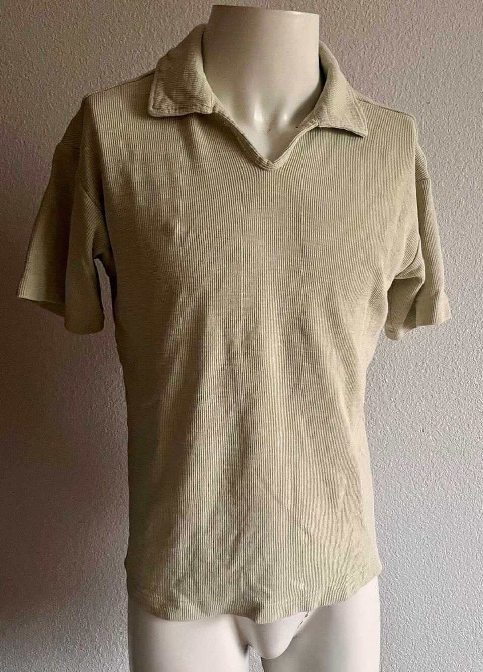 Buck Mason Airlight Johnny Collar Polo Men's M Limestone 100% Cotton $128 - Picture 1 of 12